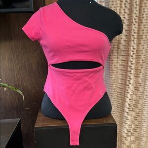 ASOS Hot Pink One-Shoulder Cutout Bodysuit